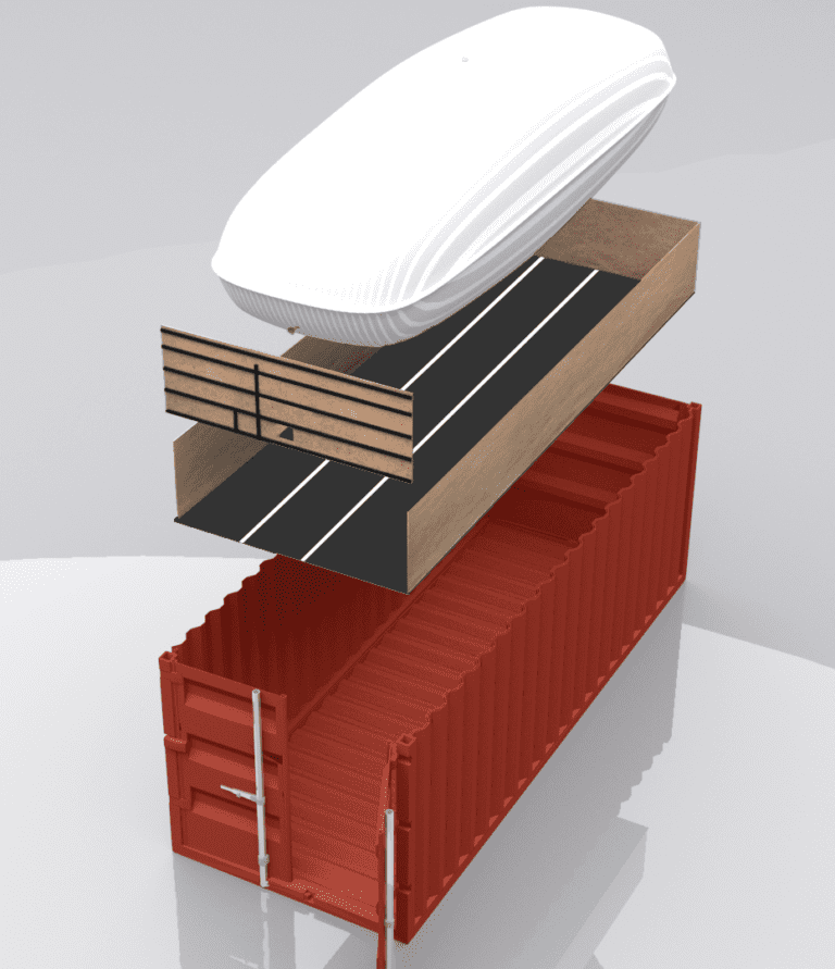 Flexitank: bulk liquid bag fitted inside a 20 ft shipping container